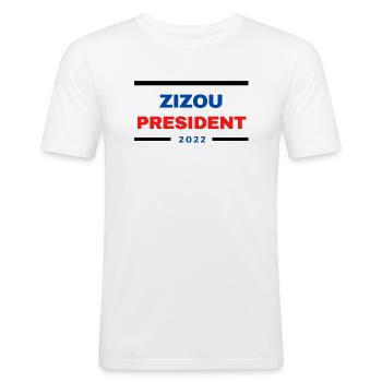Zinédine Zidane Président 2022 - Présidentielles - T-shirt près du corps Homme - blanc - Devant - Nik (191cm)