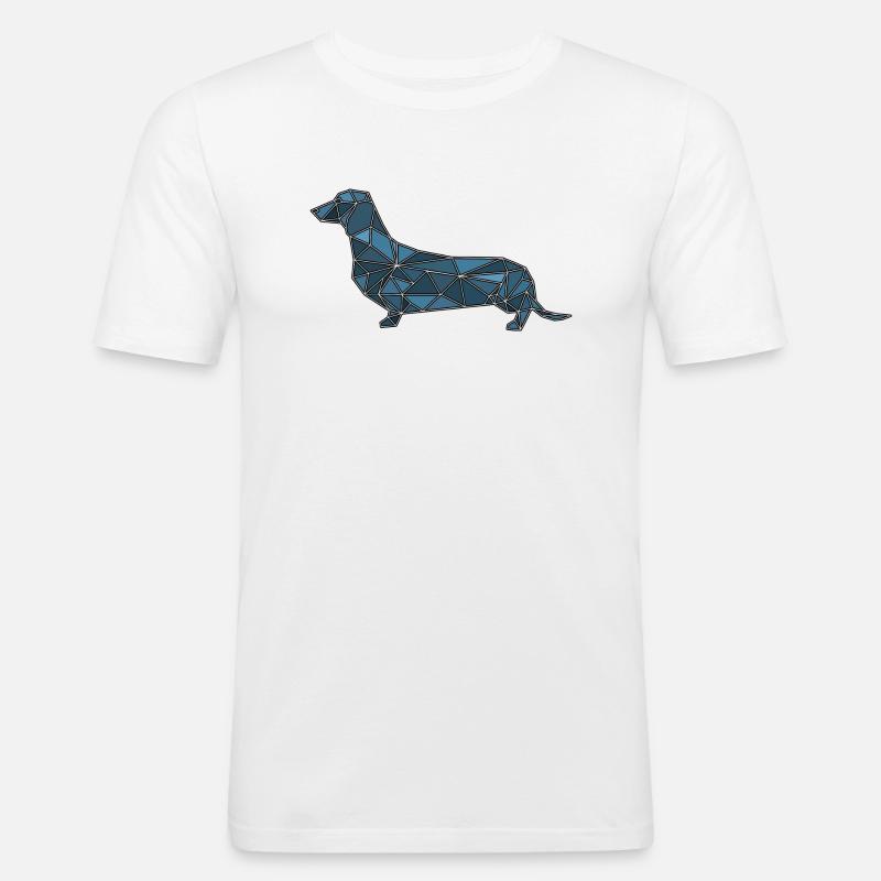 Dachshund polygon geometric - Men's Slim Fit T-Shirt - white