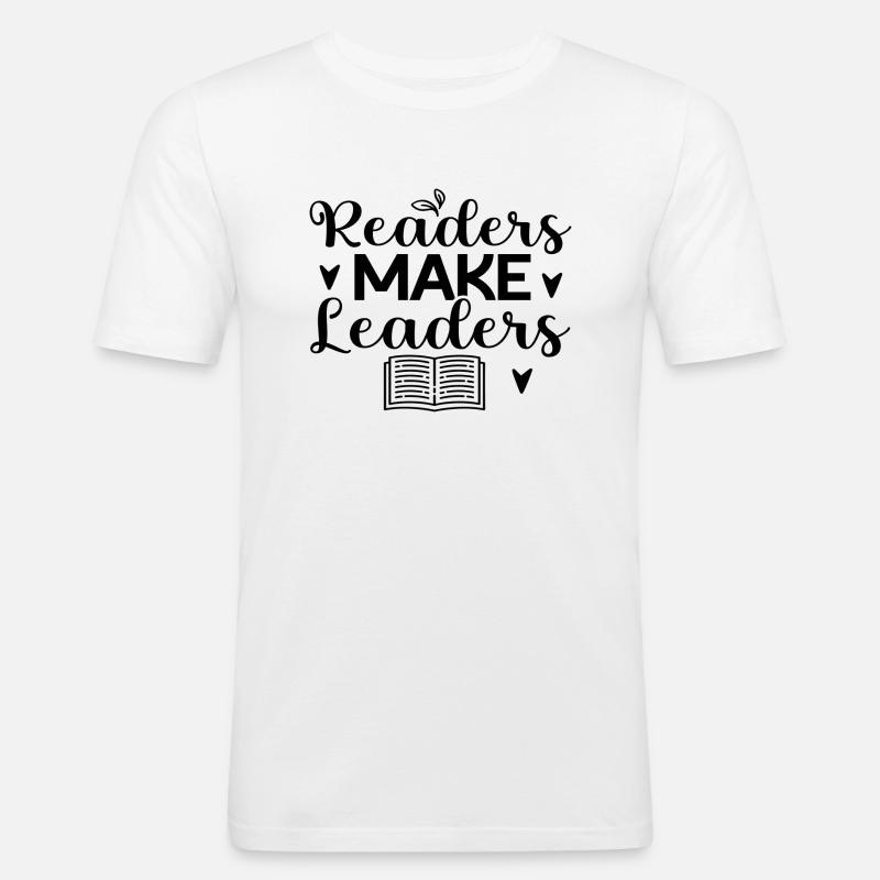 Readers Make Leaders - Männer Slim Fit T-Shirt - Weiß