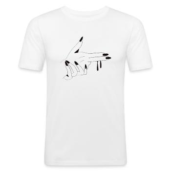 Finger Pistole - Männer Slim Fit T-Shirt - Weiß - Vorne - Nik (191cm)