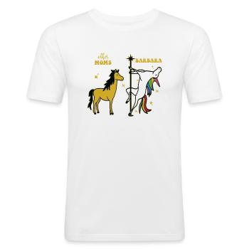 Andere Mütter Barbara Tee Einhorn - Männer Slim Fit T-Shirt - Weiß - Vorne - Nik (191cm)