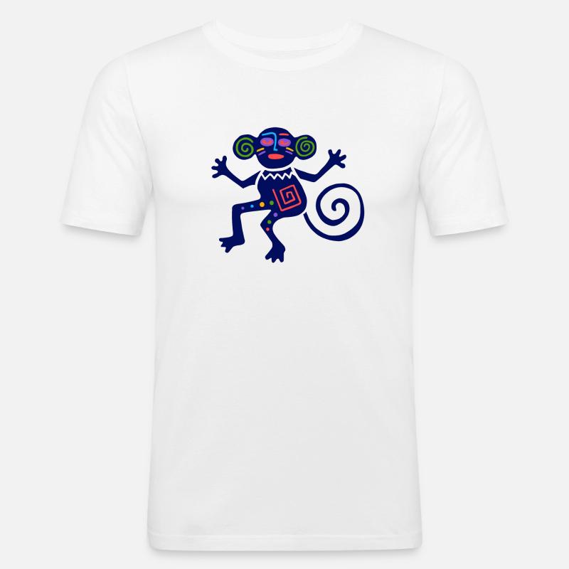 Ancient Mexican Symbol, Monkey, Monkey - Men's Slim Fit T-Shirt - white