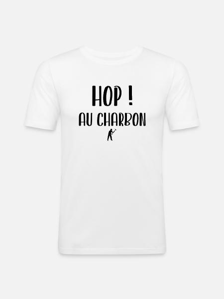 au charbon - T-shirt près du corps Homme - blanc