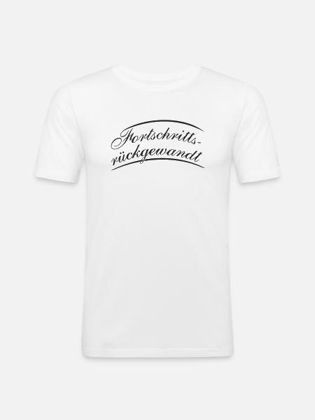 Fortschrittsrückgewandt - Männer Slim Fit T-Shirt - Weiß