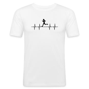 Jogging-Puls Design - Männer Slim Fit T-Shirt - Weiß - Vorne - Nik (191cm)