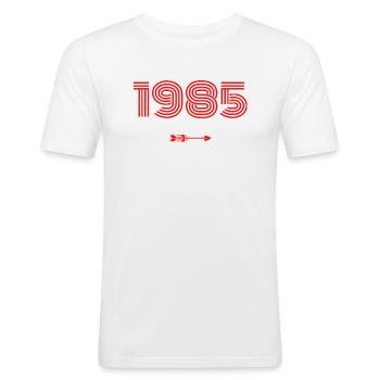Né en 1985 - T-shirt près du corps Homme - blanc - Devant - Nik (191cm)
