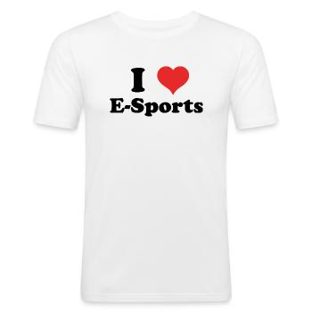 J’adore les sports électroniques - T-shirt près du corps Homme - blanc - Devant - Nik (191cm)