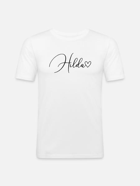 Hilda Efternavn Fornavn Pige - Herre Slim Fit T-Shirt - hvid