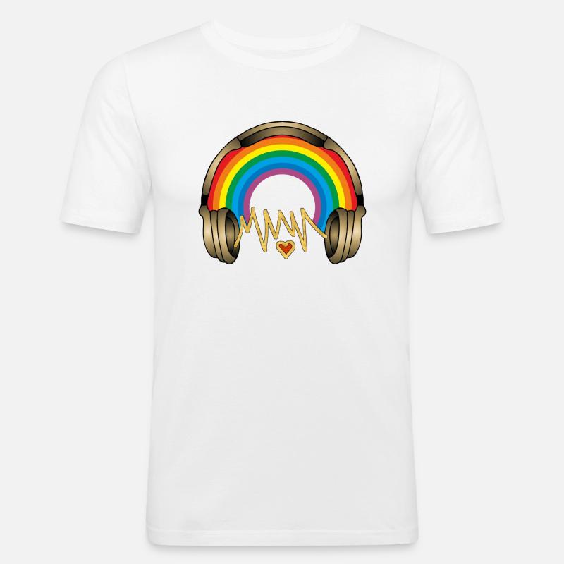 Kopfhörer - Männer Slim Fit T-Shirt - Weiß