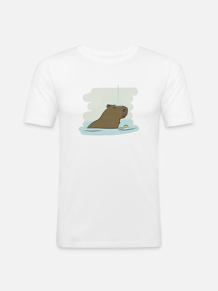 Design d’illustration « Baisers de Capybara » - T-shirt près du corps Homme - blanc