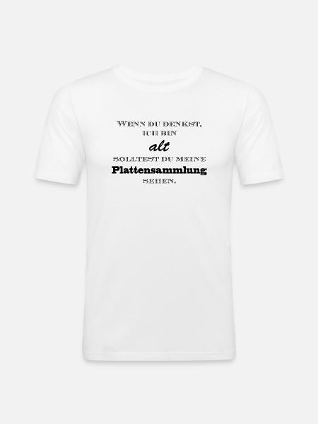 Plattensammlung - Männer Slim Fit T-Shirt - Weiß