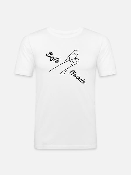 beste freunde - Männer Slim Fit T-Shirt - Weiß