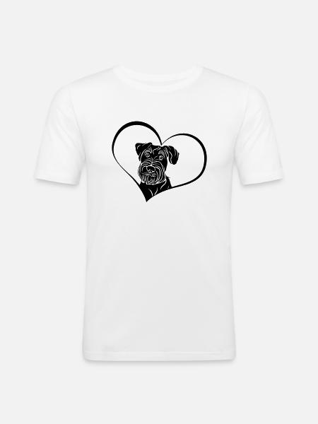 Mittelschnauzer im Herz - Männer Slim Fit T-Shirt - Weiß