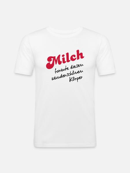 Milch - Männer Slim Fit T-Shirt - Weiß