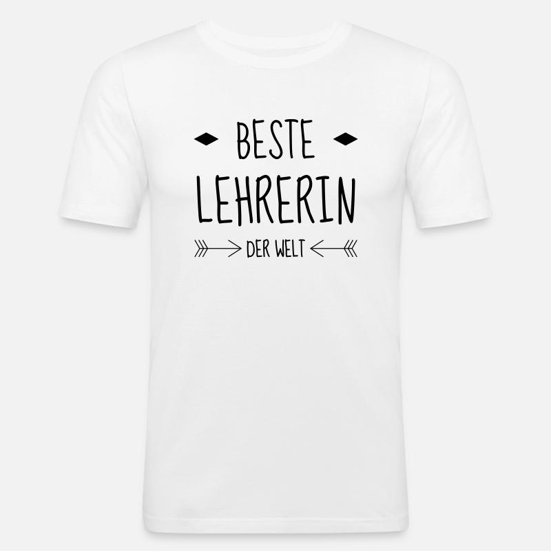 Ecole / Prof / Instit / Professeur / Maîtresse - T-shirt près du corps Homme - blanc