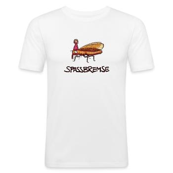 Spaßbremse - Bremse mit Partyhut - Männer Slim Fit T-Shirt - Weiß - Vorne - Nik (191cm)