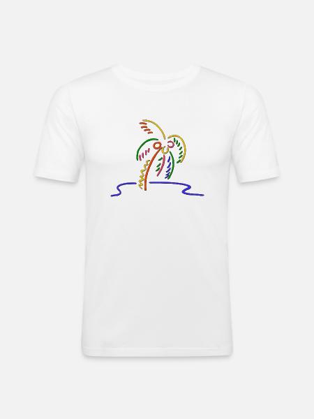 Palme am Meer - Männer Slim Fit T-Shirt - Weiß