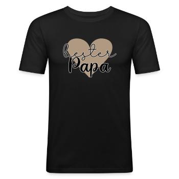 Bester Papa - Männer Slim Fit T-Shirt - Schwarz - Vorne - Nik (191cm)
