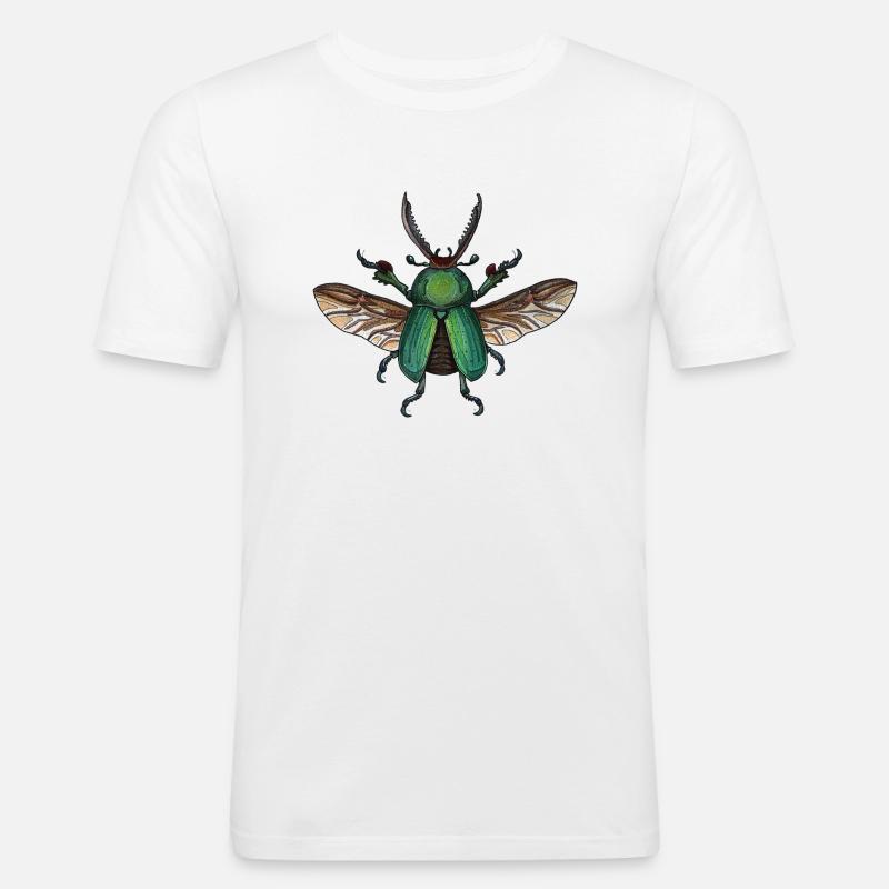Big Green Beetle - coléoptère vert géant - T-shirt près du corps Homme - blanc