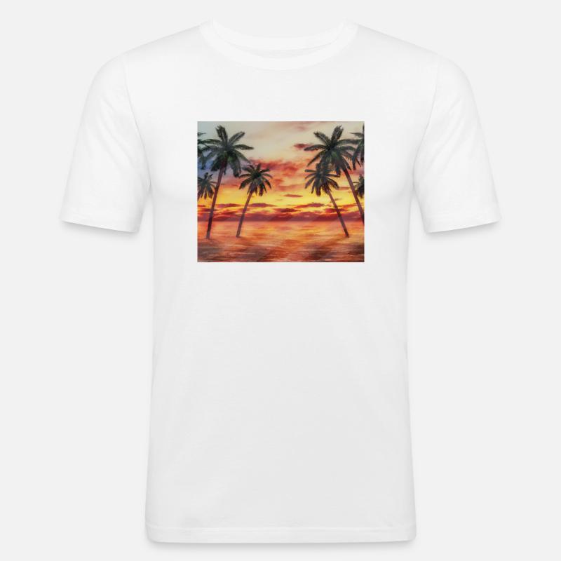 Sunset in Goa - Männer Slim Fit T-Shirt - Weiß