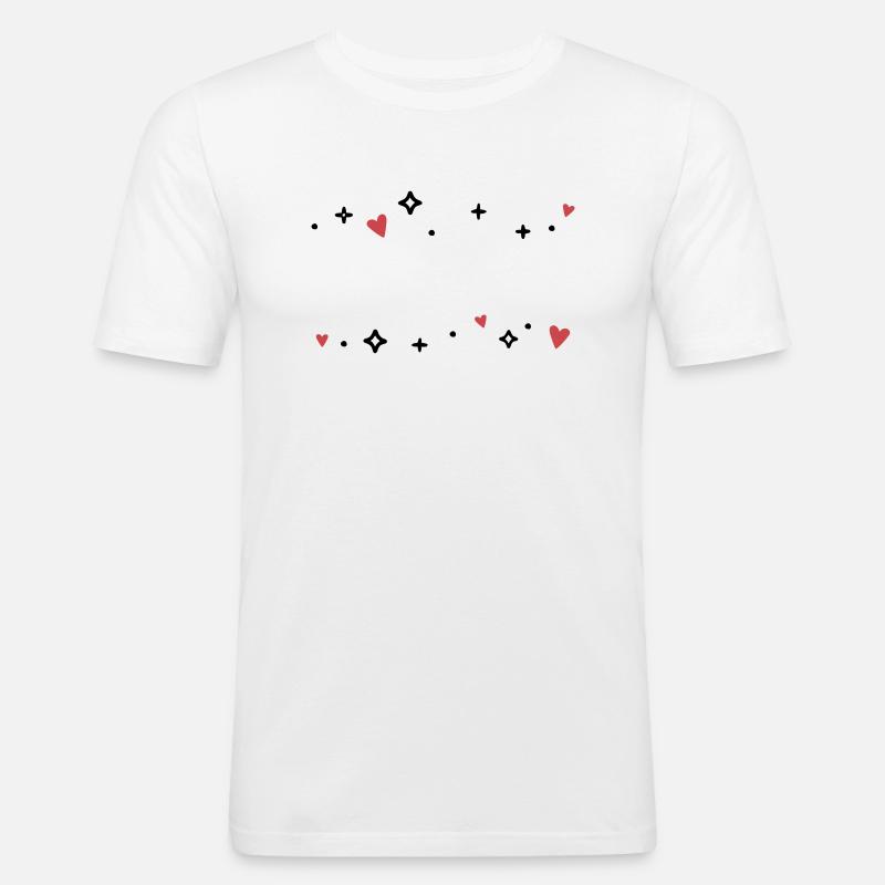 Herzen Sternchen Glitzer - Männer Slim Fit T-Shirt - Weiß