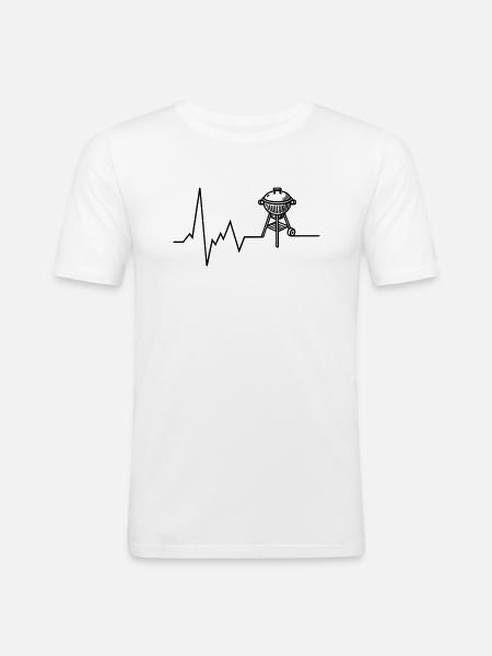 Heartbeat BBQ Grill Grilling - Men's Slim Fit T-Shirt - white
