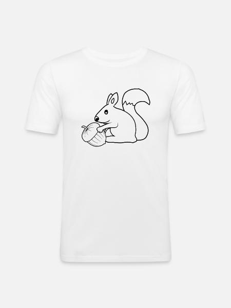 Fröhliches Eichhörnchen Eichel - Männer Slim Fit T-Shirt - Weiß