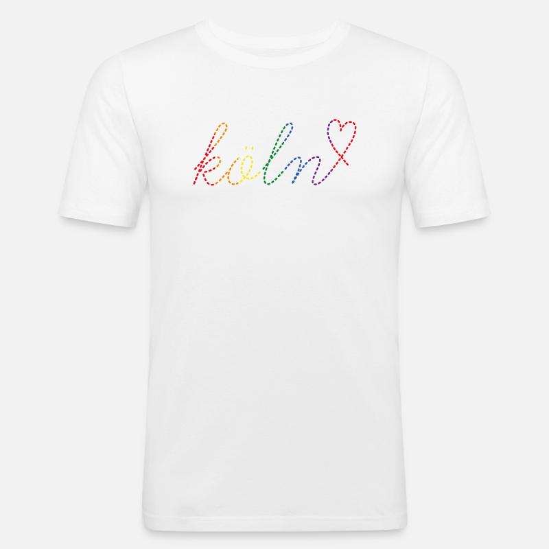 Pride Köln - Männer Slim Fit T-Shirt - Weiß