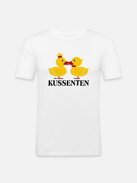 Die KüssEnten (Enten) - Männer Slim Fit T-Shirt - Weiß