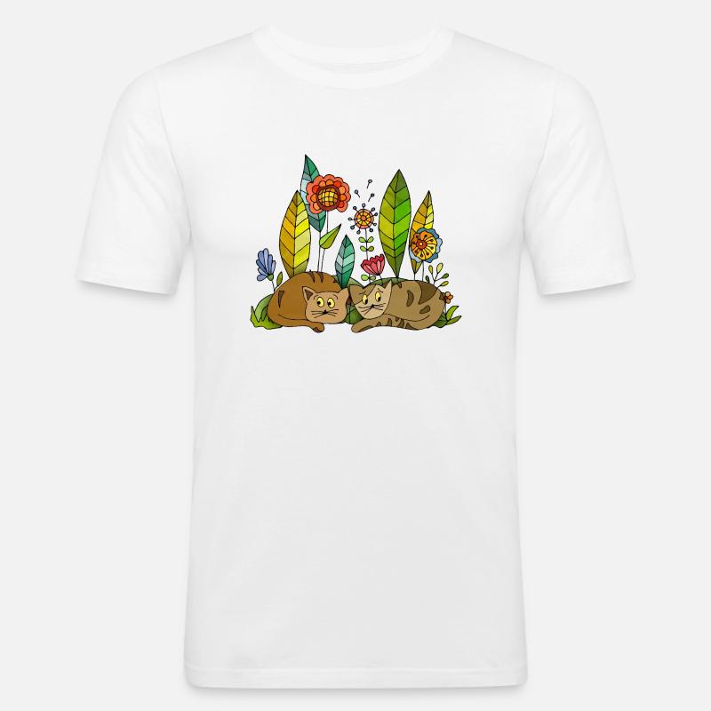 Chats - T-shirt près du corps Homme - blanc