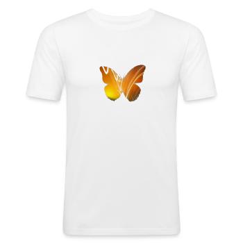Butterfly - Männer Slim Fit T-Shirt - Weiß - Vorne - Nik (191cm)