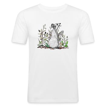 Maus - Männer Slim Fit T-Shirt - Weiß - Vorne - Nik (191cm)