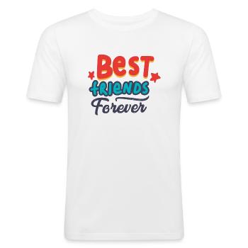 Meilleurs ami - T-shirt près du corps Homme - blanc - Devant - Nik (191cm)
