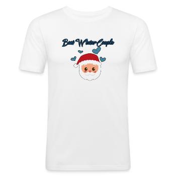 Couple d’hiver - T-shirt près du corps Homme - blanc - Devant - Nik (191cm)