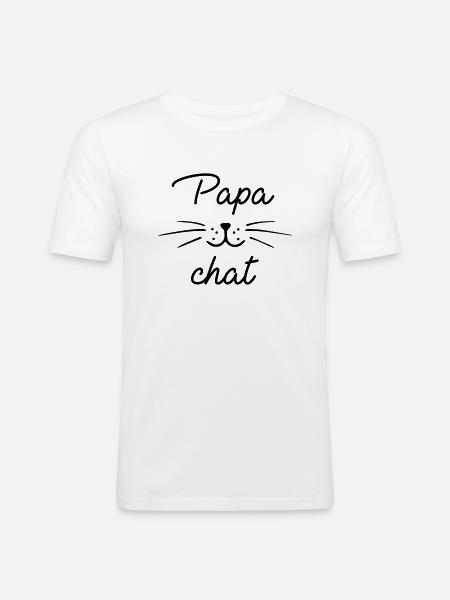 Papa chat - T-shirt près du corps Homme - blanc