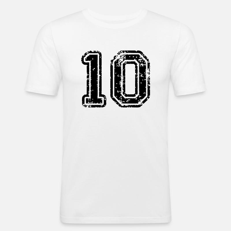 10 - Nummer - Männer Slim Fit T-Shirt - Weiß