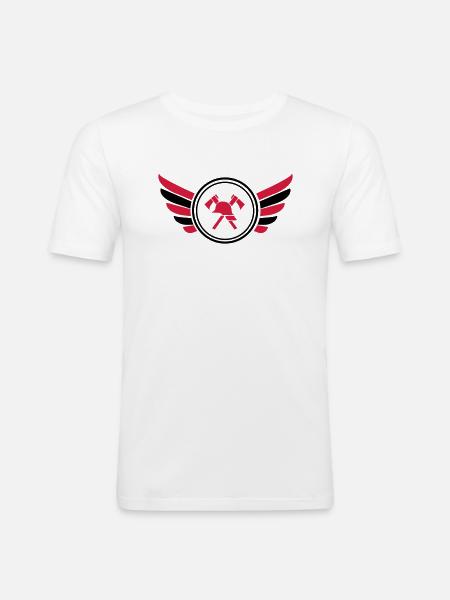 feuerwehr_wappen_02 - Männer Slim Fit T-Shirt - Weiß