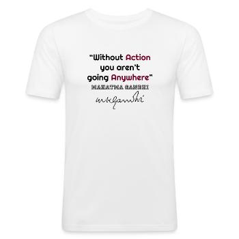 Gandhi, citations de Gandhi, Mahatma Gandhi, célèbre quot - T-shirt près du corps Homme - blanc - Devant - Nik (191cm)