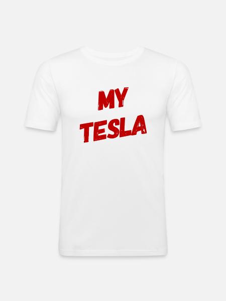 Ma Tesla - T-shirt près du corps Homme - blanc
