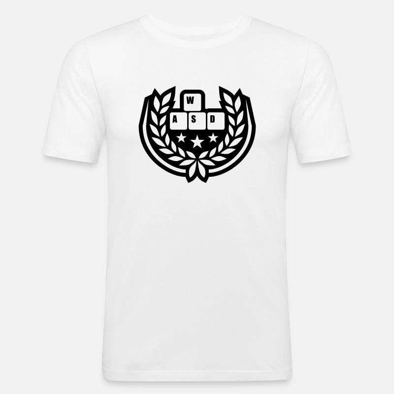 Computer WASD Lorbeerkranz Sterne - Männer Slim Fit T-Shirt - Weiß