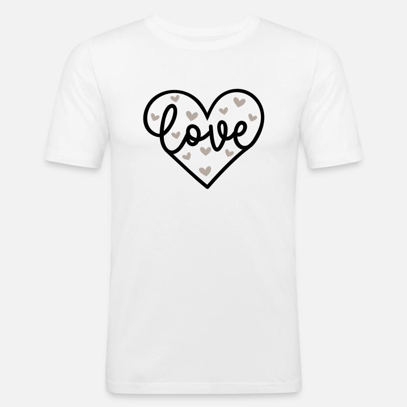 Love mit Herzen - Männer Slim Fit T-Shirt - Weiß