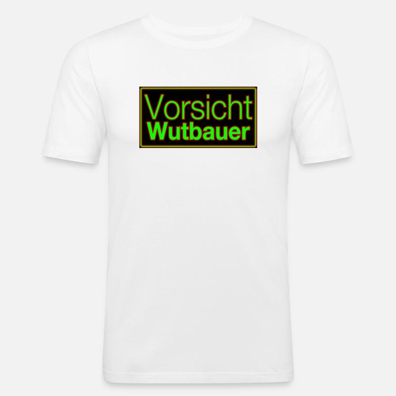 Vorsicht Wutbauer! - Männer Slim Fit T-Shirt - Weiß
