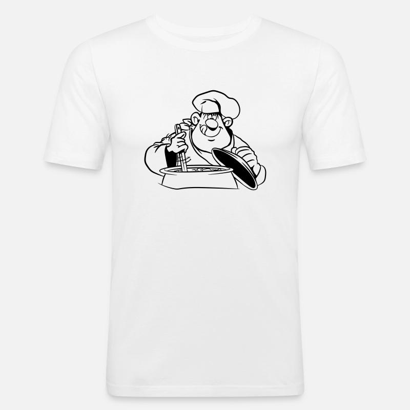 kochen koch comic witzig - Männer Slim Fit T-Shirt - Weiß