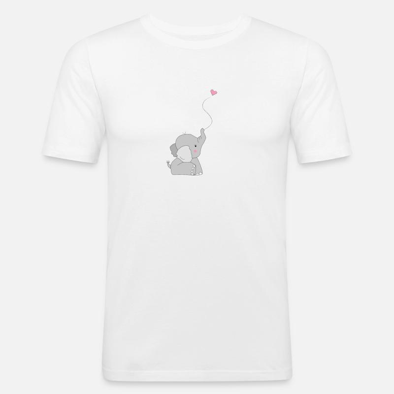 Eddi Elefant - présent - idée présente - T-shirt près du corps Homme - blanc