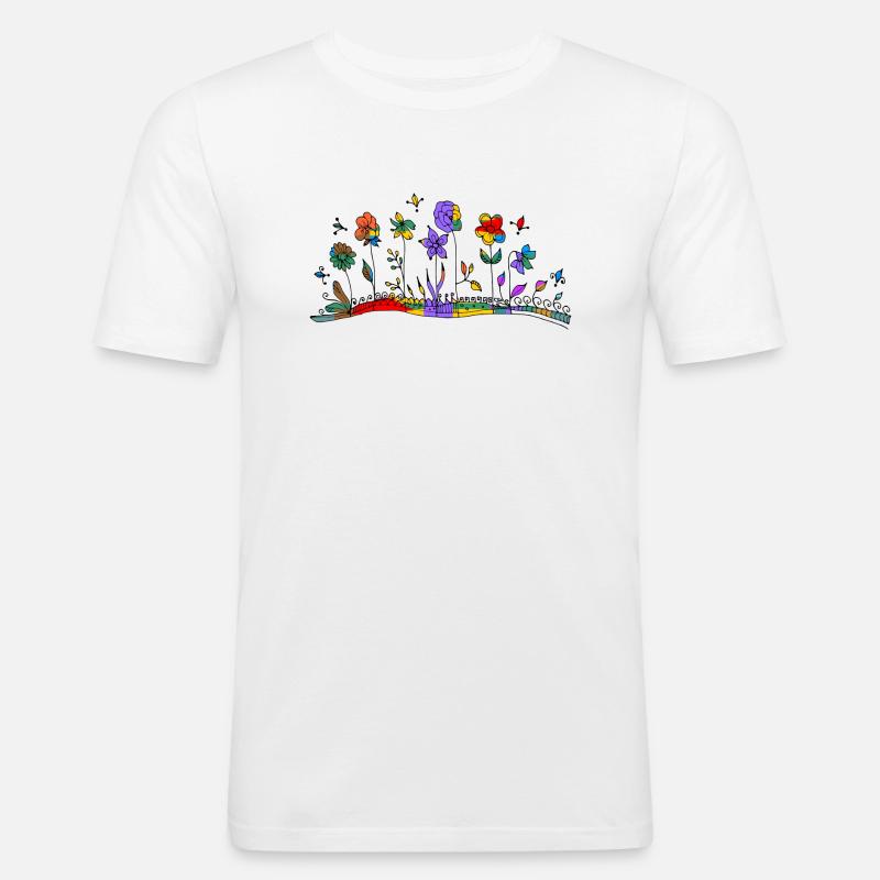 Blumen - Männer Slim Fit T-Shirt - Weiß