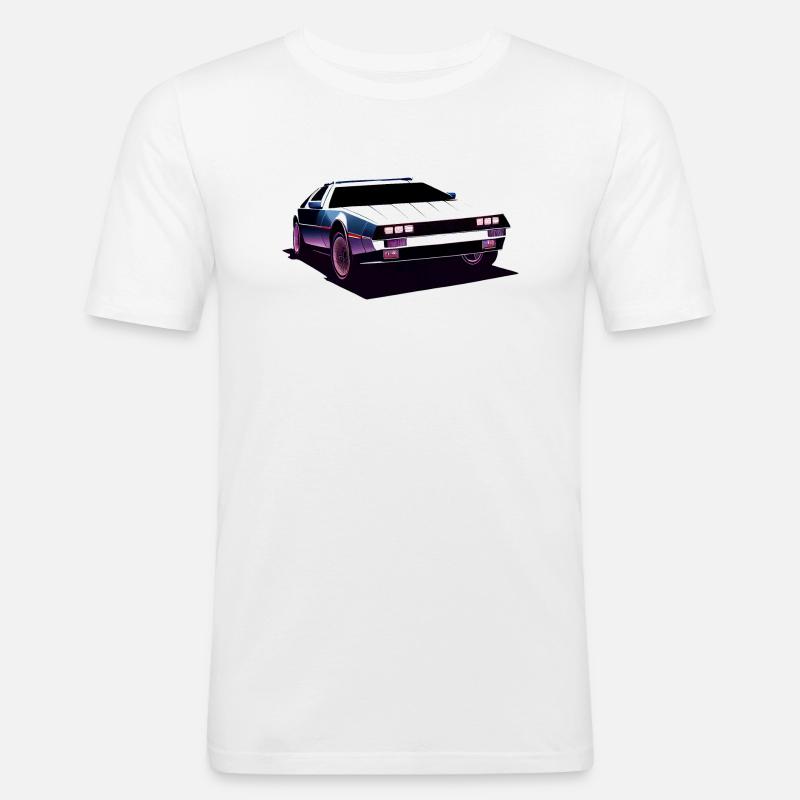 Delorean Youngtimer Oldtimer - Männer Slim Fit T-Shirt - Weiß