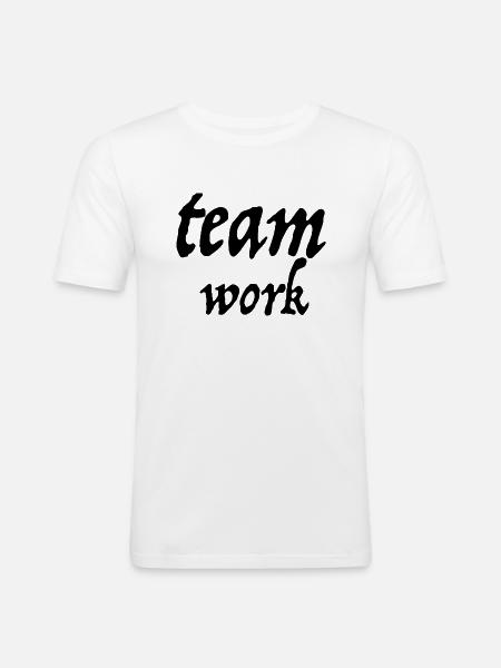 team work - Männer Slim Fit T-Shirt - Weiß