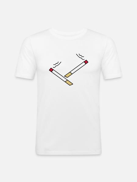zigarette5 - Männer Slim Fit T-Shirt - Weiß