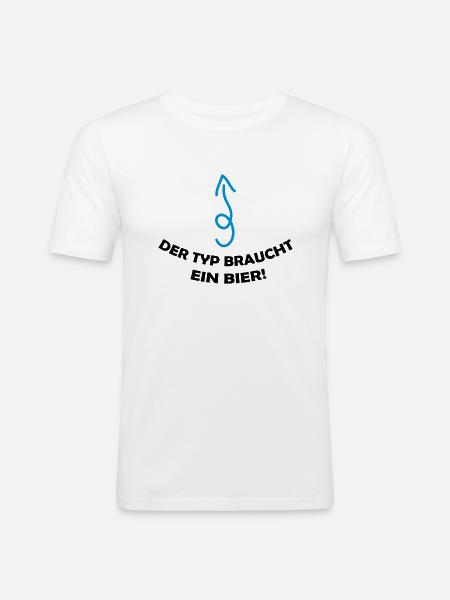 der_typ_braucht_ein_bier_002 - Männer Slim Fit T-Shirt - Weiß