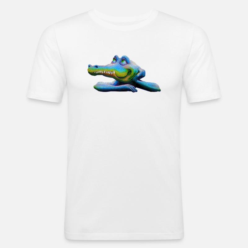 Amstrad Retro Krokodil - Maskottchen 01 - Männer Slim Fit T-Shirt - Weiß